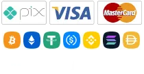 Aceitamos PIX, Boleto, Cartões de Crédito e Criptomoedas